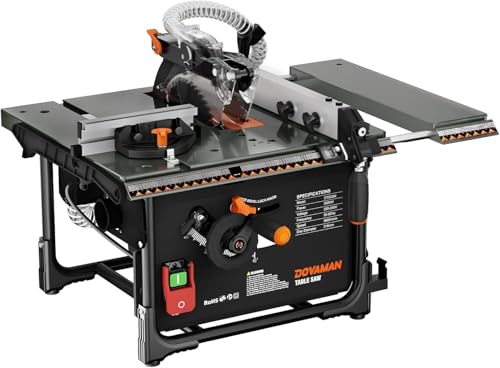 DOVAMAN DTS02M Tischkreissäge, Sanftanlauf-Technologie, 98% Staubabsaugrate, 2000W mit 216mm Sägeblatt, 0-45° Gehrungsschnitt, 45-60mm Schnitttiefe, Mini Tischkreissäge Ideal für Holzarbeiten & DIY