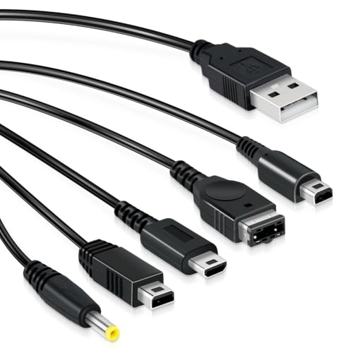 Mcbazel 5-in-1 Ladekabel Nintendo DS/3DS/GBA SP/PSP/Wii U, Multi USB 100cm