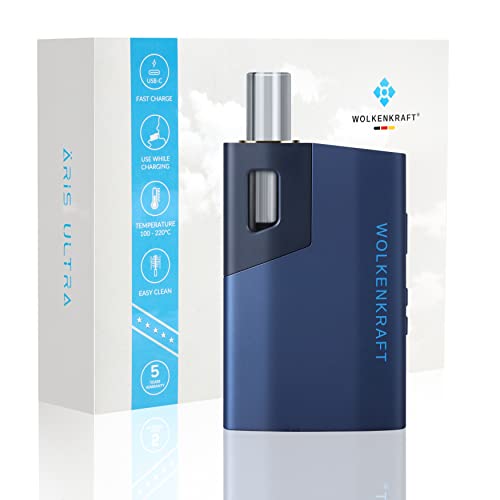 WOLKENKRAFT ÄRiS ULTRA Premium Vaporizer - USB-C | Titan-Kammer | Temperatur 100-220 °C | Betriebstimer 3-7 Min. | Hybrid-Konvektionstechnologie *Nachtblau*