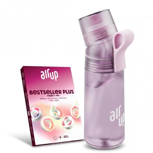 air up Trinkflasche Twist Pro Lavender (600 ml) für Schule, Sport, Gym | inkl. 5 zuckerfreien Duft-Pods & Strohhalm | Wasserflasche in Violett mit Geschmack