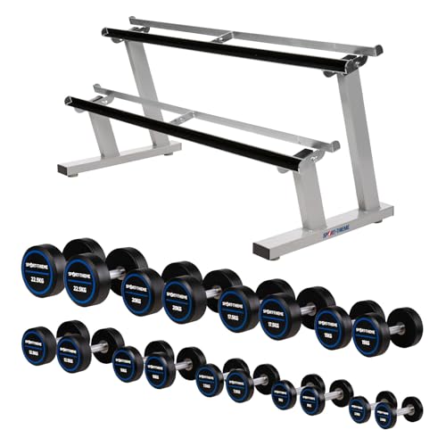 Sport-Thieme Kompakthantel Set PU Pro | Polyurethan-Beschichtung, gerändelter Stahlgriff, bodenschonend | 2,5–22,5 kg | Grifflänge 15 cm