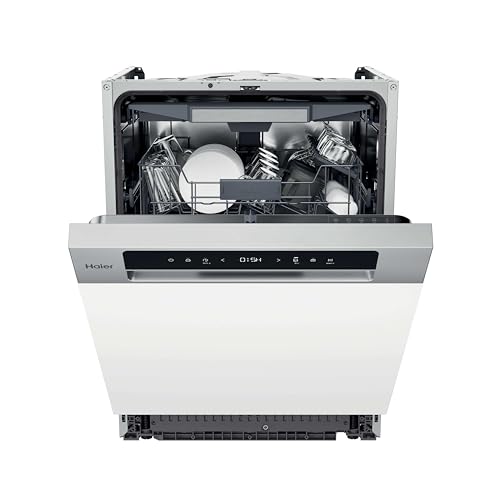 Haier Geschirrspüler teilintegriert 60 cm I Einbauspülmaschine Washlens Plus Series 2 I 14 Maßgedecke, 5 Programme, automatische Türöffnung, Besteckschublade, leise I XH 4C4F1S