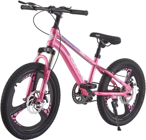 KernGut Kinderfahrrad 24 Zoll Mountainbike für Jungen Mädchen, Rosa | 18/20/22/24 Zoll, 3 Spoke Räder, Stoßdämpfer, Doppelscheibenbremse