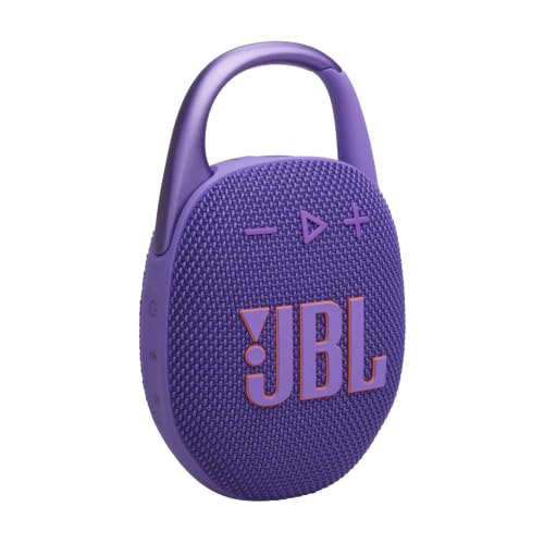 JBL Clip 5 in Lila – Tragbare Bluetooth-Lautsprecher-Box mit JBL Pro Sound, tiefem Bass und Playtime-Boost-Funktion – Wasserfest und staubfest – 12 h Laufzeit