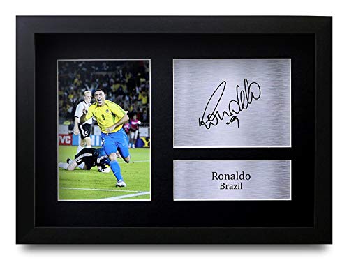 HWC Trading Ronaldo A4 Gerahmte Signiert Gedruckt Autogramme Bild Druck-Fotoanzeige Geschenk Für Brazil Fußball Fans