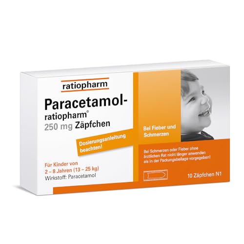 Paracetamol-ratiopharm 250 mg Zäpfchen, 10 Zäpfchen, bei Schmerzen