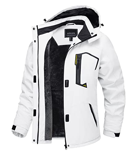 TACVASEN Damen Winddicht Rengenjacke Atmungsaktiv Fleece Winter Wanderjacke Funktion Freizeitjacke Camping White Women Jacket, Weiß, XL