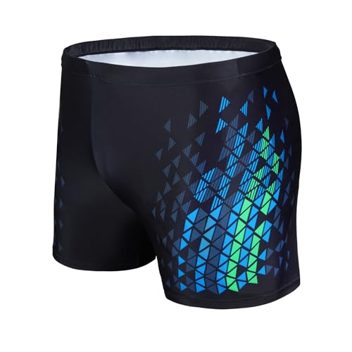 AMZSPORT Badehose Herren Kurz Schwimmhose Eng Wassersport Badeshorts mit Tunnelzug, Schwarzblau XXL