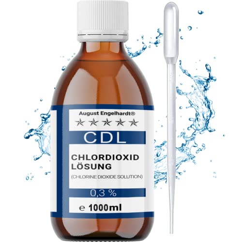1000ml Chlordioxid-Lösung 0,3% – CDL/CDs in Braunglasflasche & HD-PE Pipette zum Tropfen (1 Liter)