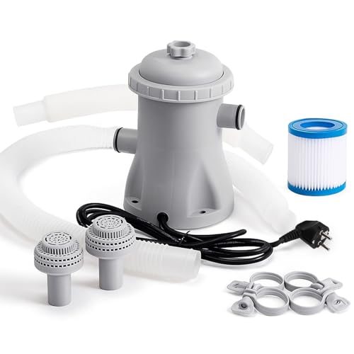Pool Filteranlage, 330 Gallonen Kartuschenfiltersystem, Komplettes Pumpenset für aufblasbare, Filterpumpe für Aufstellpool