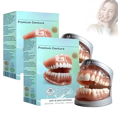 Vollprothesen-Set, individuell angepasstes Vollprothesen-Set, flexibel Formbare Prothesen für Damen und Herren, weich und komfortabel, natürlich aussehende Zähne (2STÜCK)