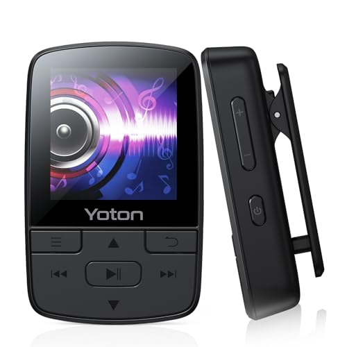 Yoton MP3-Player mit Bluetooth 5.2, HiFi-Klangqualität, FM-Radio, Sprachaufnahme, unabhängiger Lautstärkeregler, inkl. Kopfhörer, erweiterbar auf 128 GB SD-Karte