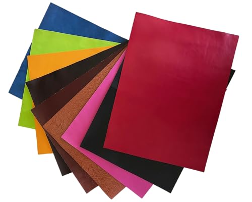 MARBURGER Lederreste Lederstücke Bastelleder 1kg bunt - Größe 30 x 40 cm (Fast DIN A3) - gemischte Farben Beispielfotos - Reste Leder Stücke extragroß für Bastelarbeit