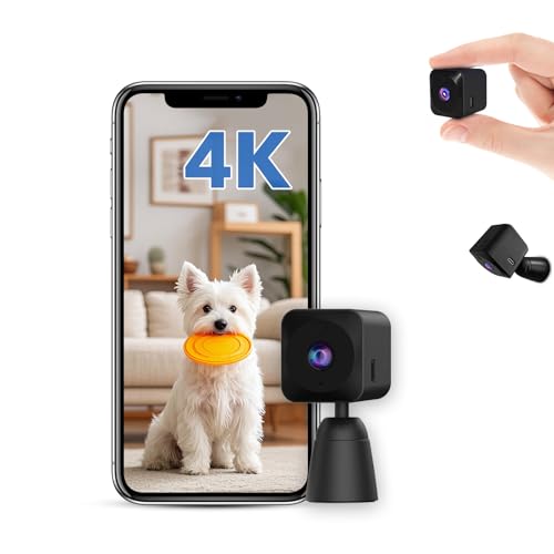 AOBOCAM Mini Kamera, 4K HD WLAN Überwachungskamera Innen Live Übertragung Handy APP Für WiFi Camera Indoor Mit Akku Kompakte Sicherheitskamera mit Bewegungsmelder/Nachtsicht/Cloud-Speicher
