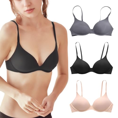 3er Teenager Mädchen BH Bralette Ohne Bügel 34/75AB, Bügellos, Nahtlos Soft Alltags-BH Set Damen für 12-18 Jahre Kinder Mittelschülerin T-Shirt