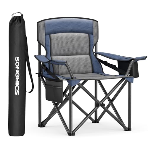 SONGMICS Campingstuhl, klappbar, mit Getränkehalter, bis 205 kg belastbar