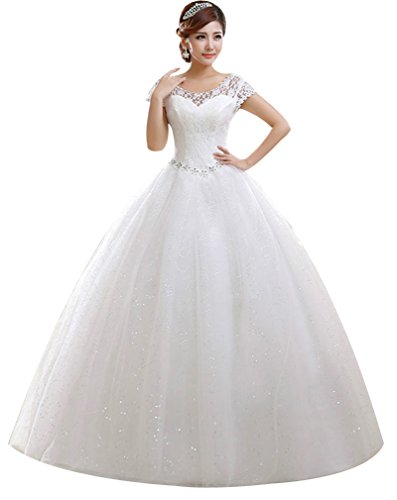 Eyekepper Brautkleid mit doppelter Schulter, bodenlang, Brautkleid, individuelle Größe, Weiss/opulenter Garten, 48