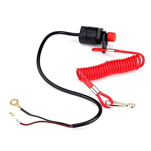 Motorrad Killschalter, Außenborder Killschalter, Stop Schalter Motorstoppschalter Notausschalter Rasenmäher Notmotor mit Halteschlaufe Universal Schlüssel Notmotor Stopper mit Kabel