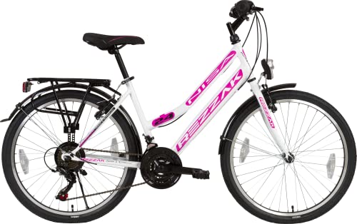 Rezzak 24 Zoll Fahrrad Mädchenfahrrad Damenfahrrad Kinderfahrrad RH ca 42cm 21 Gang schaltung Weiss pink Neu-049