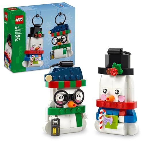 LEGO Deko-Schneemänner 40812 | Spielzeug ab 6 Jahren für Mädchen, weihnachtlicher Modellbau mit 2 Figuren & Zubehör, Christbaumschmuck, Geschenk, 168 Teile