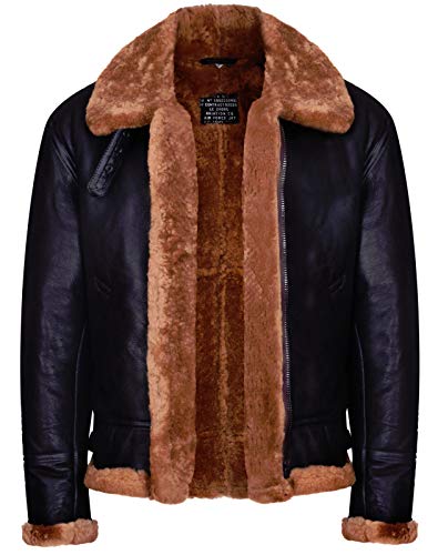 Infinity Leather Herren Braun B3 Shearling Schaffell WW 2 Bomber Leder M