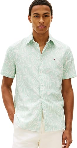 Tommy Hilfiger Herren Leinenmischung PRT Rf Ss Camp MW0MW42459, Grün, L