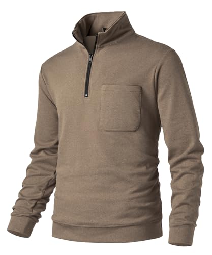 Sungerdasa Herren Fleecepullover Micro Sweatshirt mit Viertel-Reißverschluss Fleece-Sweatshirt Langarmshirts Polo Freizeit Basic Pullover Soft Herbst Winter