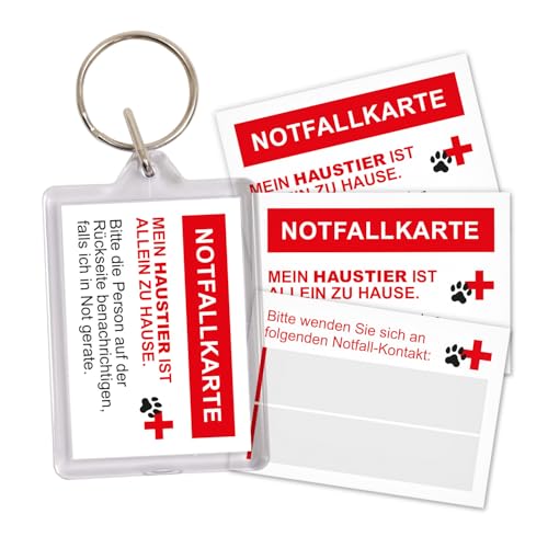 iSecur Notfallkarte für Haustiere im Schlüsselanhänger - 2x Acryl Anhänger Schlüsselring - Hund Katze I you0155