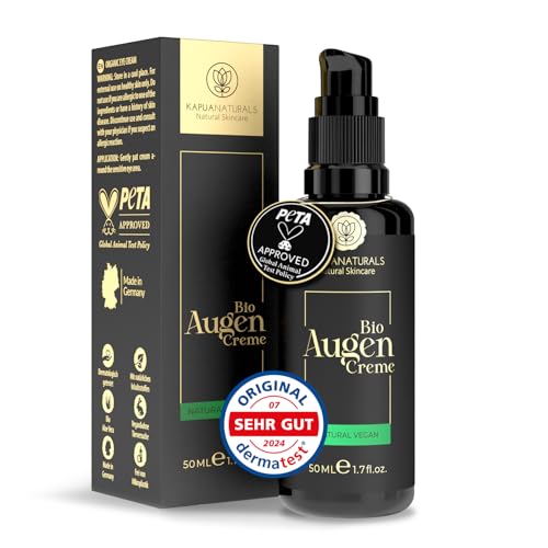 BIO Augencreme hochdosiert • 50 ml +Hyaluronsäure +Allantoin +Arganöl • 100% Vegan & BIO • Augencreme gegen Falten & Augenringe • Premium Anti-Aging Augenpflege Made in Germany • Augenringe entfernen