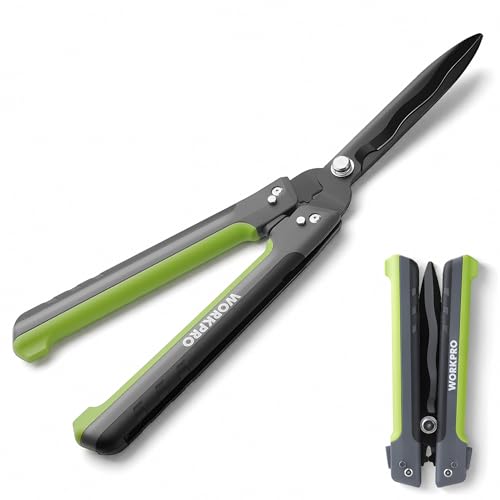 WORKPRO Heckenschere 58,5 cm mit 14° Wellenschliff, Klappbar