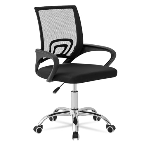 MUWO Director Büro Drehstuhl | ergonomisch & höhenverstellbar | atmungsaktives Mesh-Gewebe | stabile Metallfüße | optimaler Sitzkomfort für langes Arbeiten & Homeoffice (Schwarz)