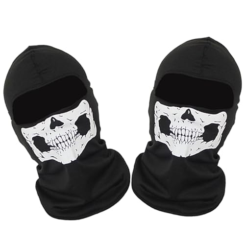 2 Stück Sturmhaube Motorrad,Skelett Maske Skull Gesichtsmaske Totenkopf Balaclava Halloween Herren Schädel Face Skimaske Sommer Atmungsaktiv für Sturmmaske,Geistermaske Ghost Vollgesichtsmaske
