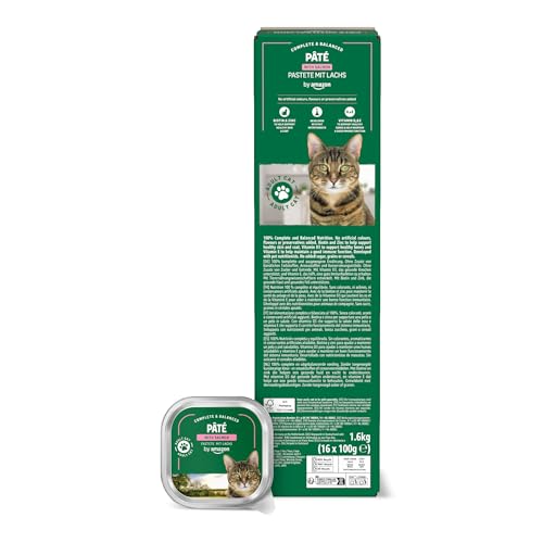 by Amazon Nassfutter für Katzen, Pastete mit Lachs, 100g, 16er-Pack