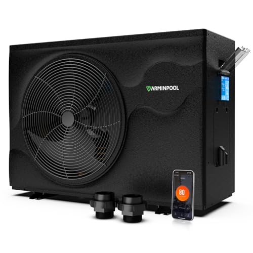 Pool Wärmepumpe bis 12 kW für Pools bis 45.000 L, Inverter Poolheizung elektrisch mit Heiz- & Kühlfunktion, COP bis 13,0, leise 42–53 dB(A), R32, DN50, IPX4, für Gartenpool Aufstellpool