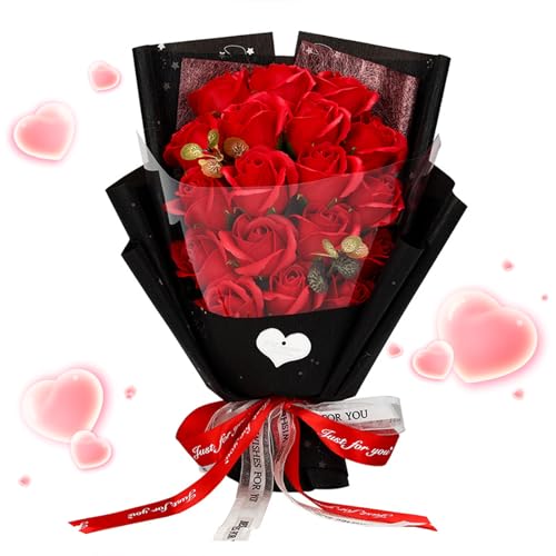 Rosenstrauß, 18 Infinity Rosen, Ewiger Rose, Kunstrosen Blumen, Rote Rosen Künstlich, Valentinstagsgeschenke für Fraue, Romantisches Rosenstrauß für Hochzeitstag, Jubiläums und Geburtstag