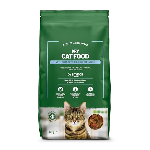by Amazon – Vollwertiges Katzentrockenfutter für ausgewachsene Katzen mit Thunfisch und Hering, 1 Packung à 10,0kg (zuvor Our Essentials)