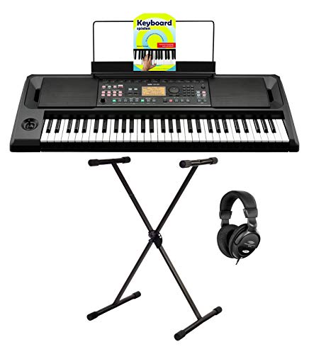 Korg EK-50 Keyboard Set (Entertainter Keyboard mit 61 Tasten, 702 Sounds, 41 Drumkits & 280 Styles inkl. X-Keyboardständer, Kopfhörer & Keyboardschule) Schwarz