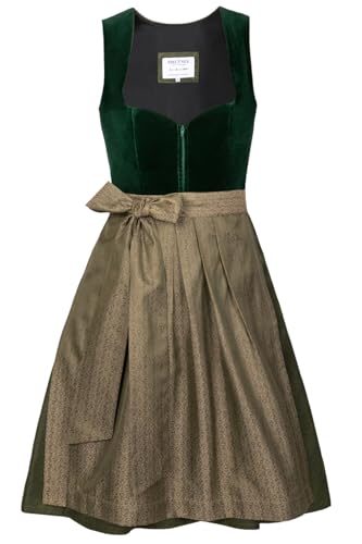 Edelnice Trachtenmode Midi Dirndl Livia Samt Grün inkl. traditioneller Dirndlschürze Gr. 32-54 (DE/NL/SE/PL, Numerisch, 42, Regular, Regular, Grün)