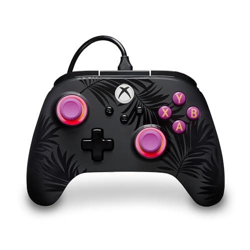PowerA Advantage Plus kabelgebundener Controller für Xbox Series X|S - Palmen im Mondlicht, offiziell lizenziert, verstellbare Daumensticks mit Halleffekt, belegbare Tasten, Xbox One & Windows 10/11