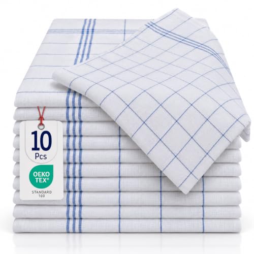 BARBONS 10er Geschirrtücher Baumwolle - 50x70 cm Blau | Extrem Saugstark - Oeko-TEX Zertifiziert - Küchentücher - Küchentextiliensets - Trockentücher - Waschbar bis 90 C