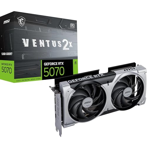 MSI GeForce RTX 5070 12G Ventus 2X OC - 12GB GDDR7 (28Gbps/192-bit), PCIe 5, Boost: 2542 MHz, HDMI 2.1b, DisplayPort 2.1b