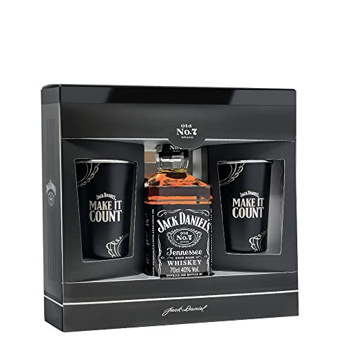 Jack Daniel's Geschenkset + 2 Jack & Cola Metal Becher Set (1 x 0.7 l) Bourbon Whisky