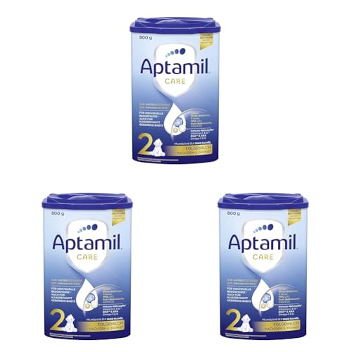 Aptamil Care 2 – Folgemilch nach dem 6. Monat, Mit Omega 3 & 6, DHA & ARA, Ohne Palmöl, Babynahrung, Milchpulver, 1x 800 g (Packung mit 3)