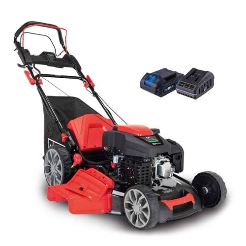Scheppach Benzin Rasenmäher MS225-56E mit E-Start | Radantrieb | 6PS | 56 cm Schnittbreite | 7-fache Schnitthöhenverstellung | 65 Liter Fangkorb | Reinigungsfunktion | Mulchfunktion | Seitenauswurf