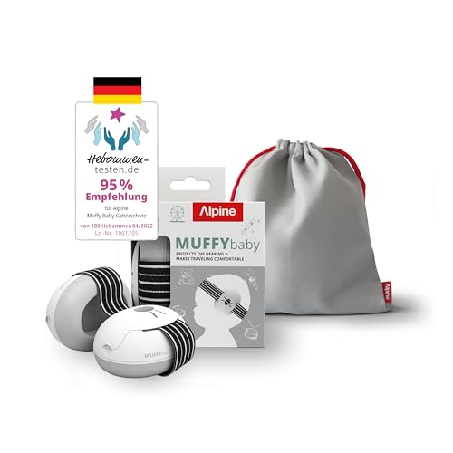 Alpine Muffy Baby Classic - Gehörschutz für Babys - Verstellbares ANTI-SLIP-Kopfband bis 48 Monate - In Deutschland auf Sicherheit getestet - Lärmschutz Kopfhörer verhindert Gehörschäden, Schwarz
