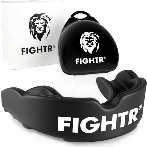 FIGHTR® Premium Mundschutz - ideale Atmung & leicht Anpassbar | Sport Zahnschutz für Boxen, MMA, Muay Thai, Hockey & Kampfsport | inkl. Hygiene Box (All Black, 1 Set)