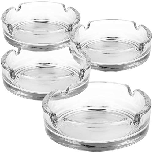 com-four® 4X Aschenbecher aus Glas - Abascher für Haushalt und Gastronomie - Glasaschenbecher für Zigaretten - Rauchwarensammler aus 5 mm dickem Glas - Tischaschenbecher (04 Stück - transparent)