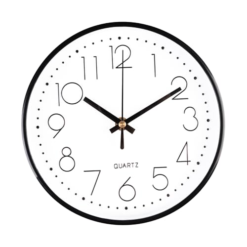 CIMOYBAI 20cm Rund Quartz Wanduhr Ohne Tickgeräusche, 8 Zoll Modern Leise Geeignet für Büro, Wohnzimmer, Küche, Schule, Kinderzimmer (Weiß)