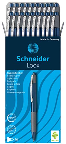 Schneider Loox Kugelschreiber (Schreibfarbe: blau, Strichstärke M, Druckmechanik, dokumentenechte Mine) 20er Packung blau