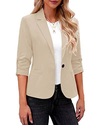 Roskiky Blazer Damen Elegant Blazer Für Damen Blazer Beige Blazer Damen Sportlich Damen Jacke Mantel Damen Frühling Summer Jacket Women Khaki L